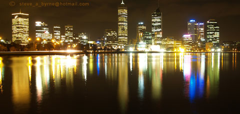 Swan River night photo of Perth Waters